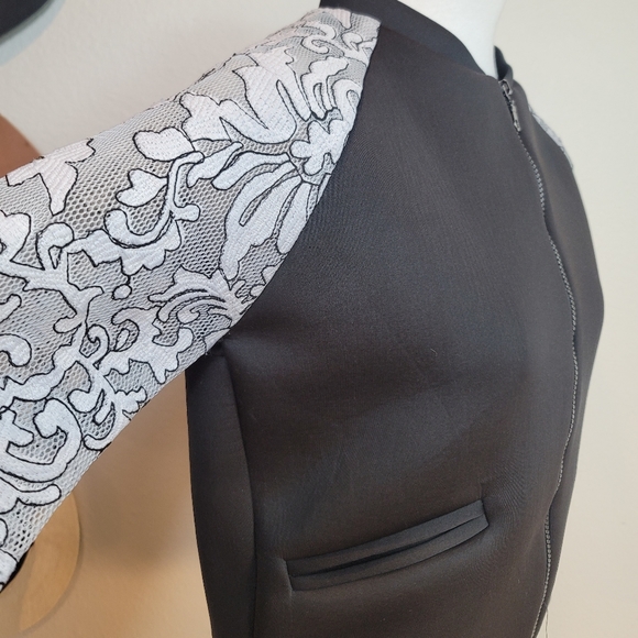 NWOT MAY & JULY SCUBA NEOPRENE BODY W LACE LONG SLEEVE BOMBER JACKET - Picture 3 of 16